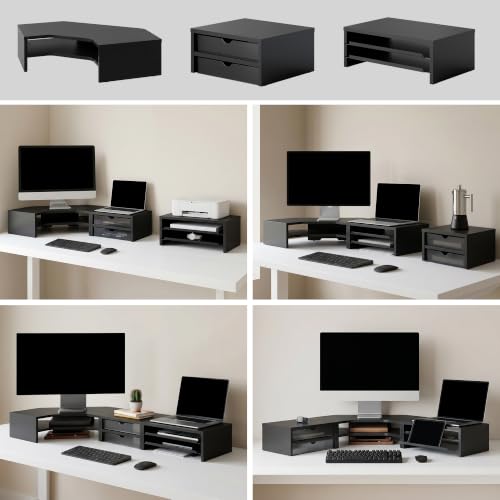 Corner Monitor Stand with Drawer