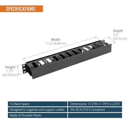 2-Pack 1U Rack Cable Manager