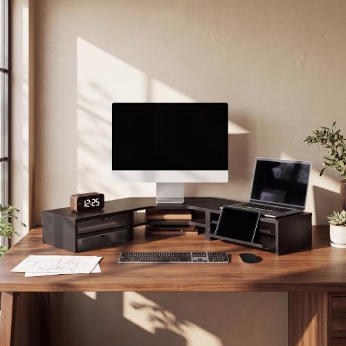 Corner Monitor Stand with Drawer