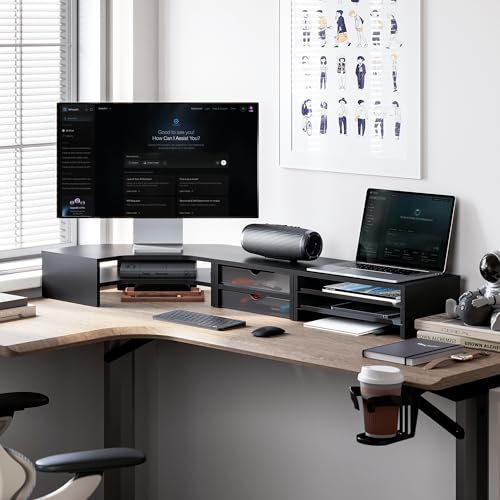 Corner Monitor Stand with Drawer