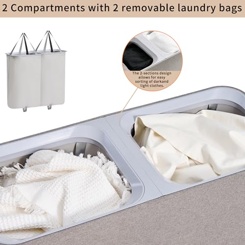 150L Dual-Compartment Laundry Hamper