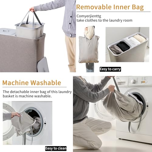 150L Dual-Compartment Laundry Hamper