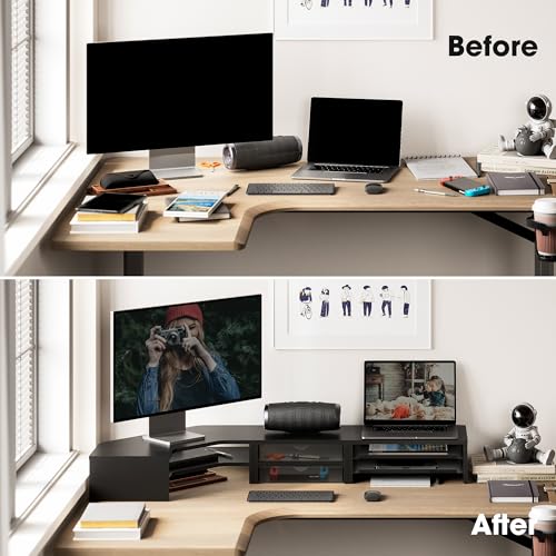 Corner Monitor Stand with Drawer