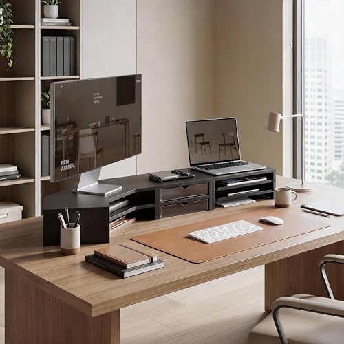 Corner Monitor Stand with Drawer