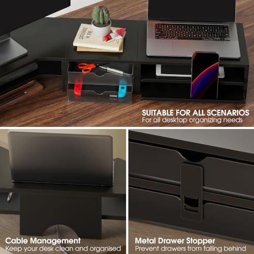 Corner Monitor Stand with Drawer