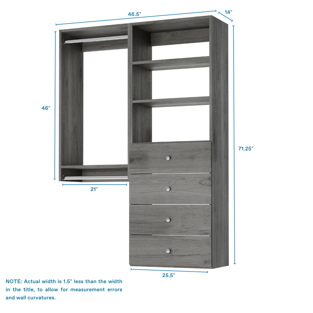 Adjustable Closet Organizer with Drawers