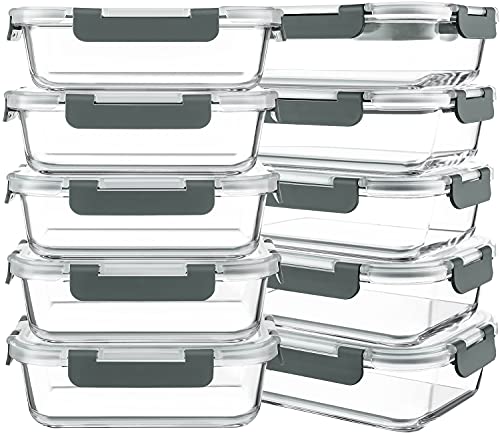 10-Pack Glass Meal Prep Containers