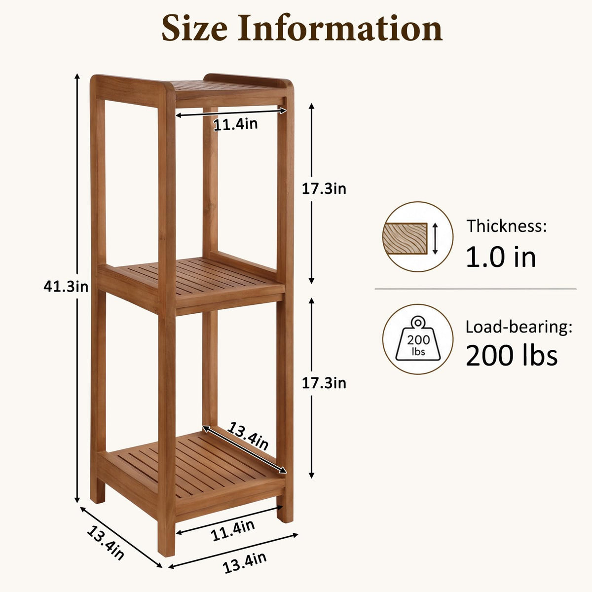 3-Tier Teak Shower Shelf
