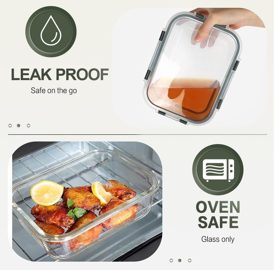 10-Pack Glass Meal Prep Containers
