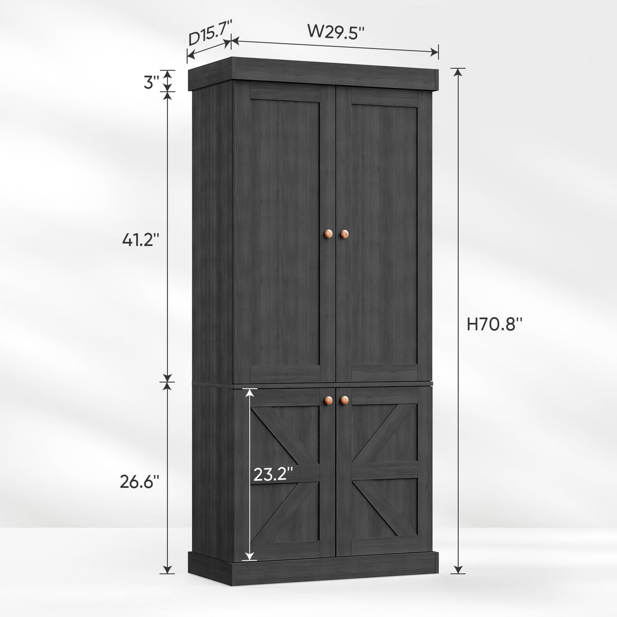 70.8-Inch Glass-Door Bookcase