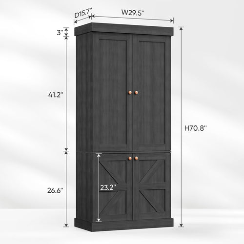70.8-Inch Glass-Door Bookcase