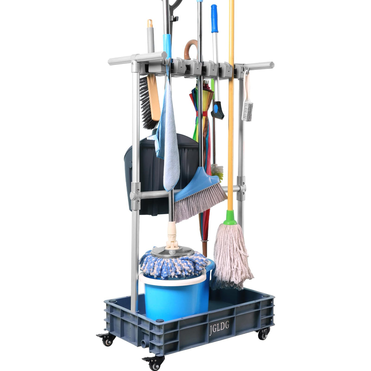 Rolling Mop and Broom Organizer