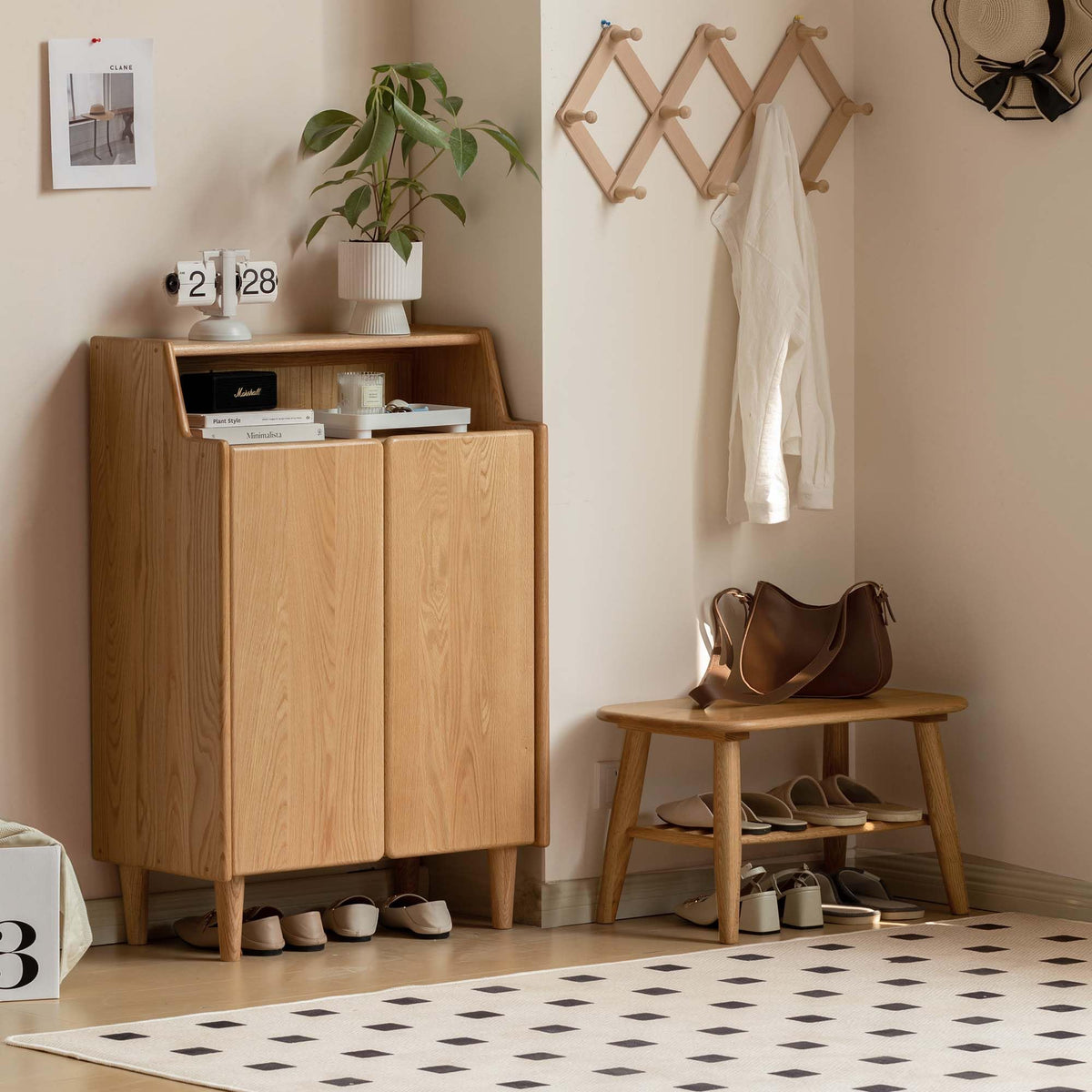 Solid Wood Adjustable Shoe Cabinet