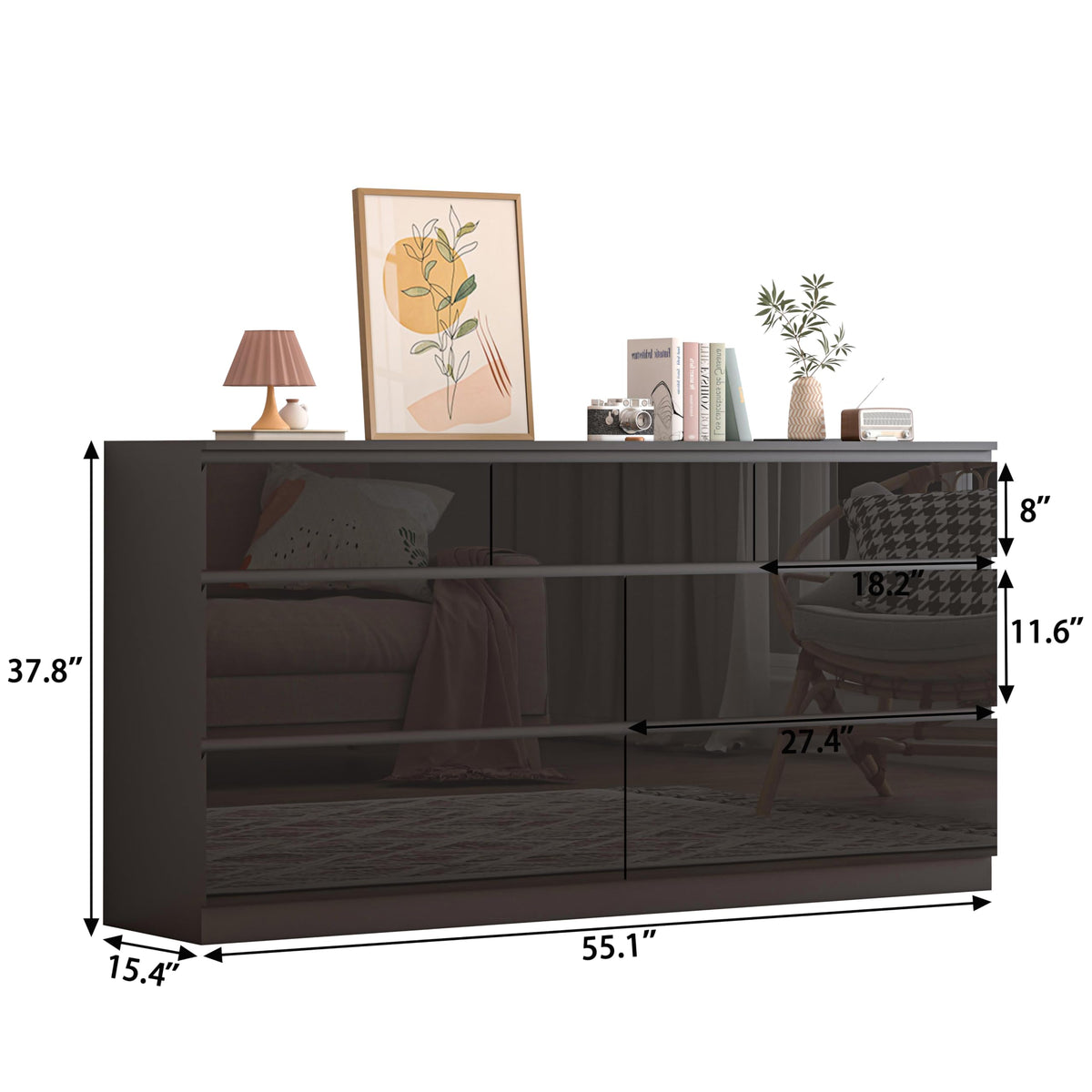 9-Drawer Dresser with Charging Station