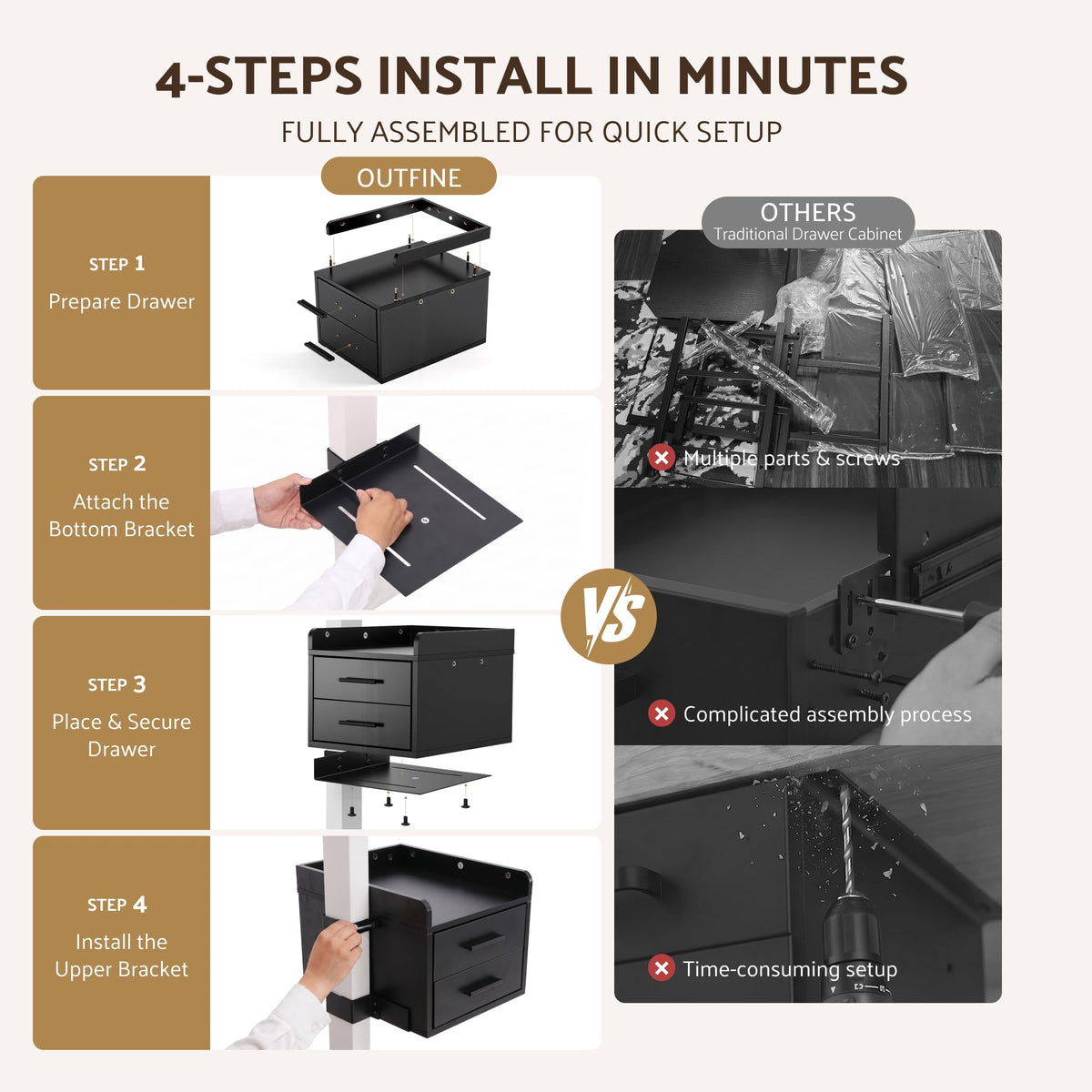 Clamp-On Standing Desk Drawer