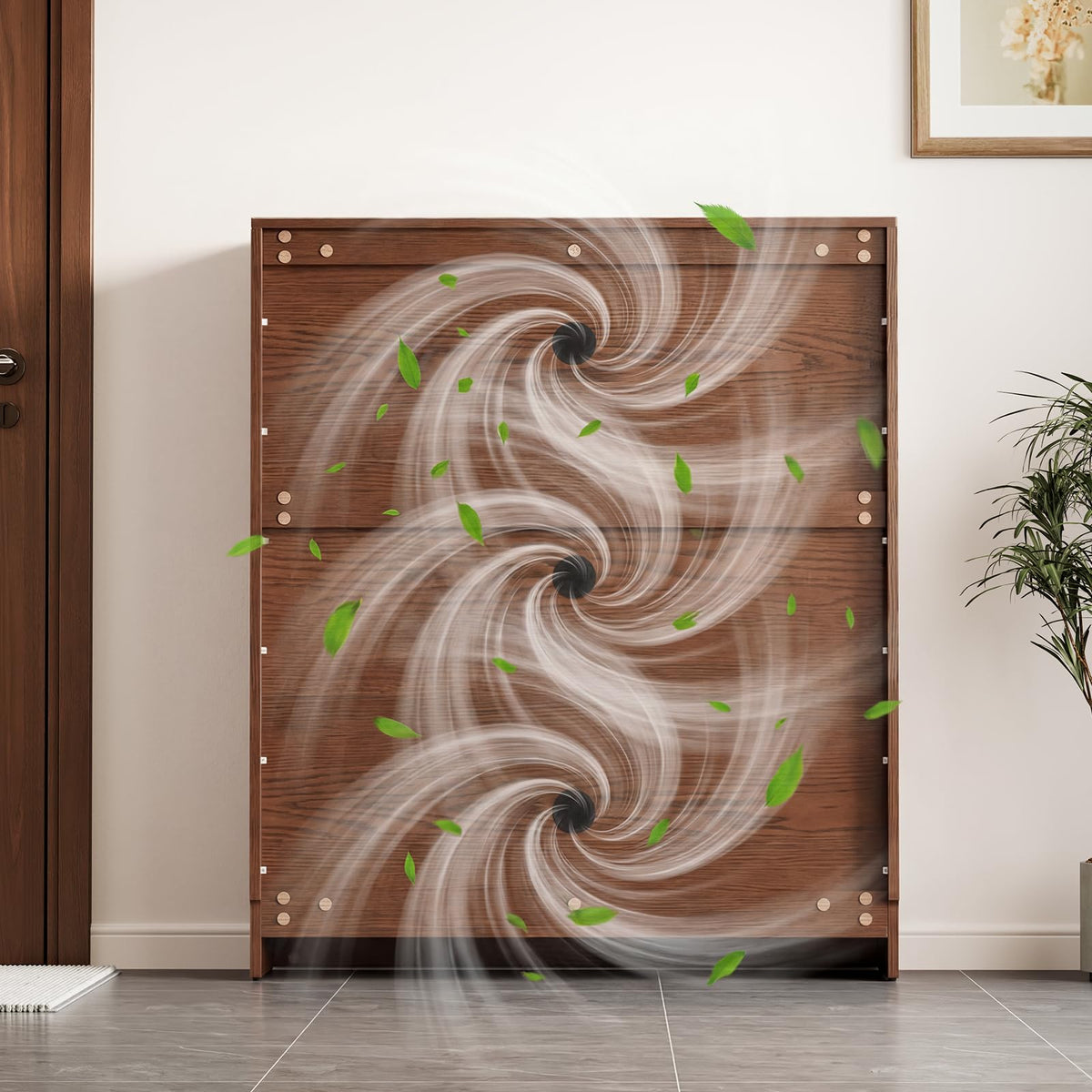 Solid Wood Flip-Drawer Shoe Cabinet