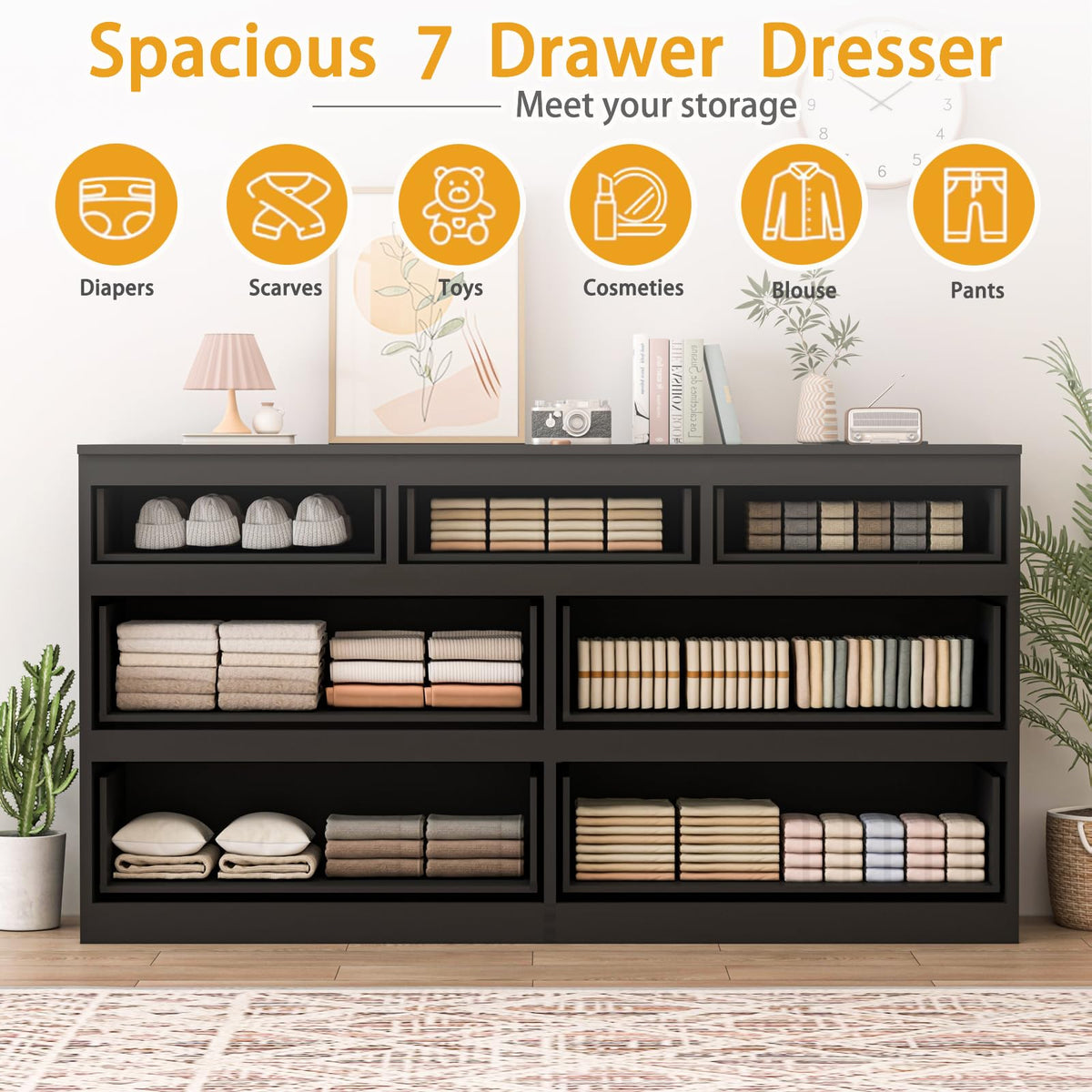 9-Drawer Dresser with Charging Station