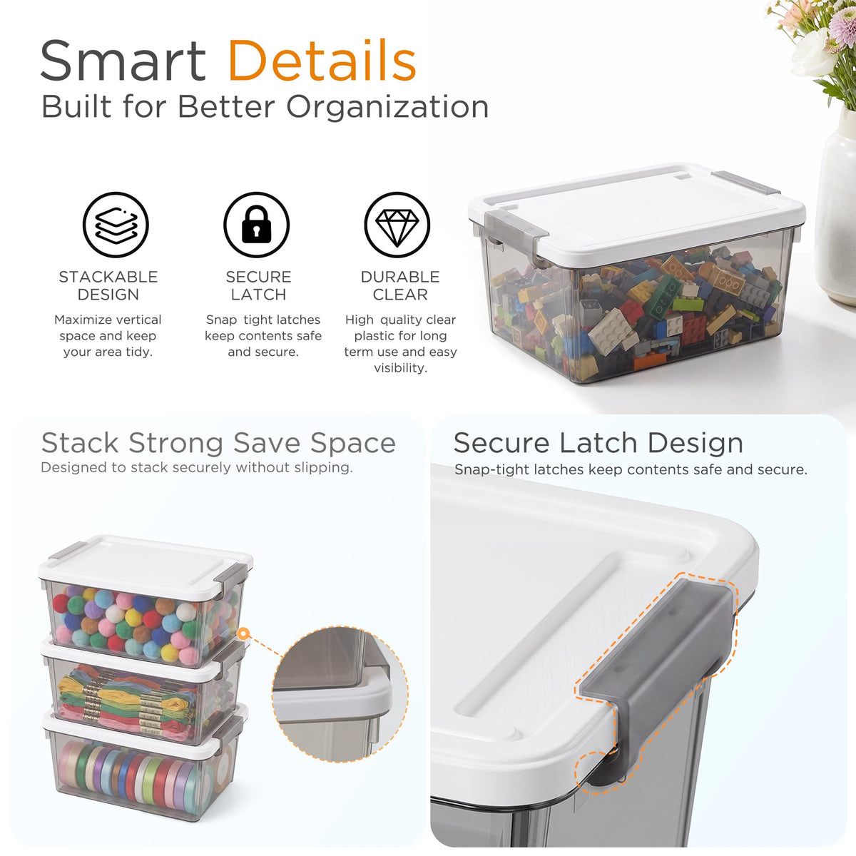 Stackable Small Storage Bins with Lids