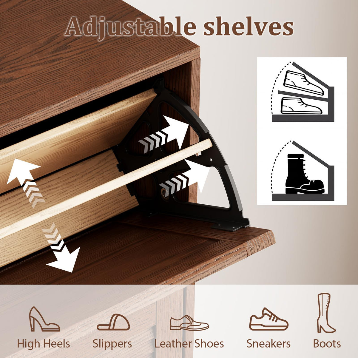 Solid Wood Flip-Drawer Shoe Cabinet