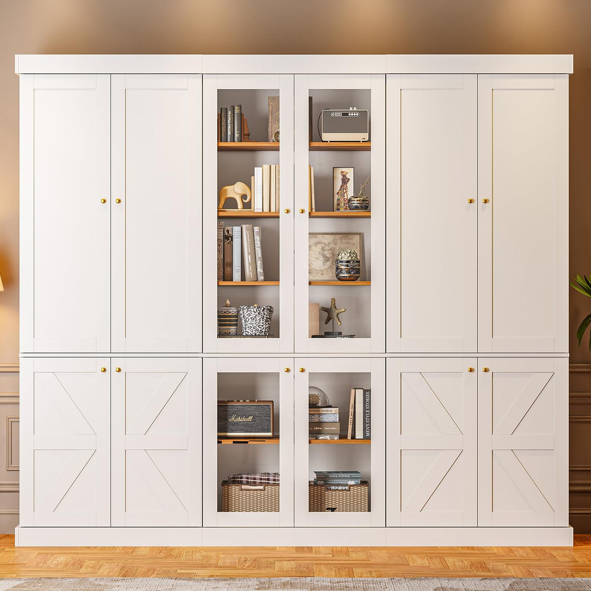 70.8-Inch Glass-Door Bookcase