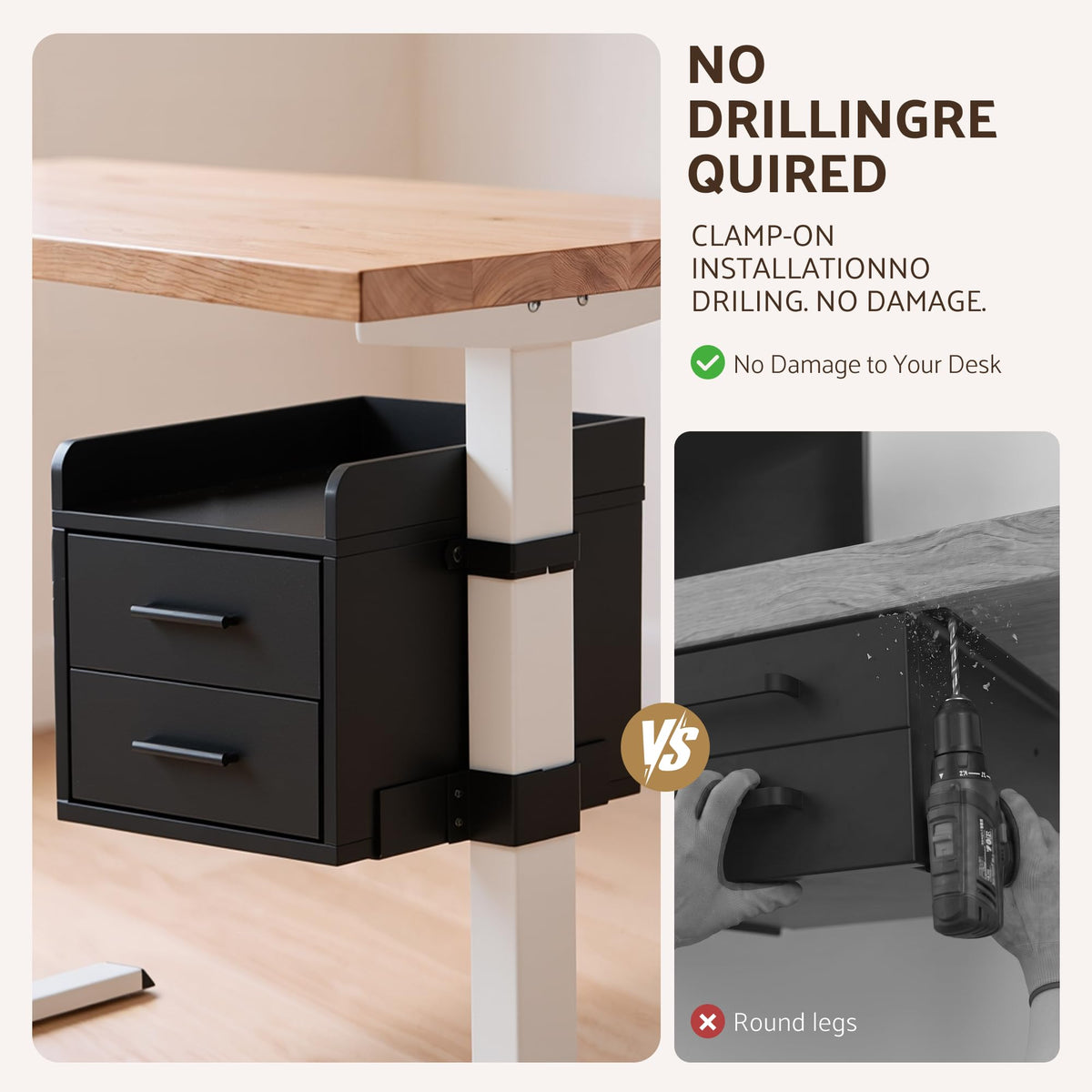 Clamp-On Standing Desk Drawer