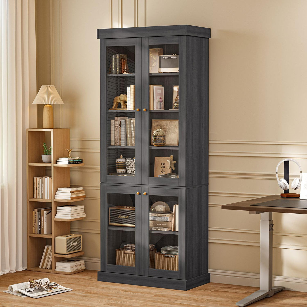 Farmhouse Glass-Door Bookcase