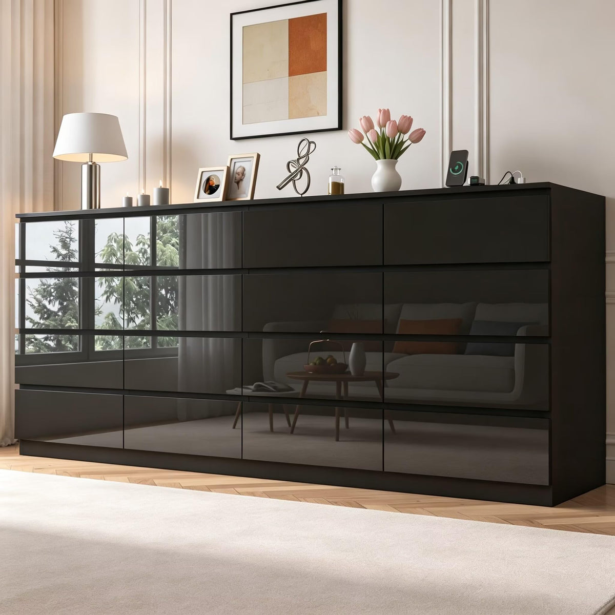 9-Drawer Dresser with Charging Station