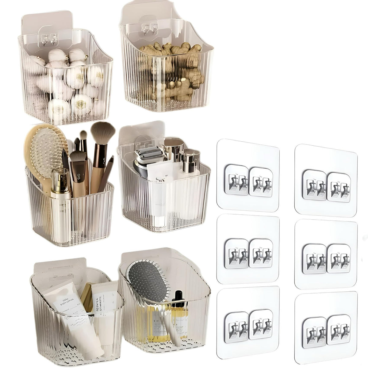 6-Pack Adhesive Small Storage Bins