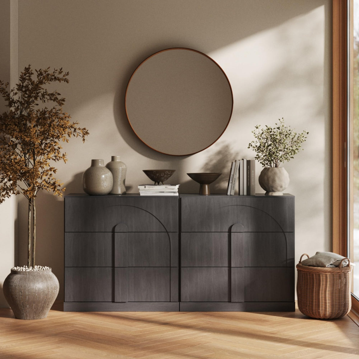 65-Inch Fluted Buffet Cabinet
