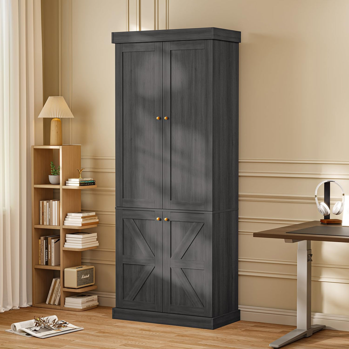 70.8-Inch Glass-Door Bookcase