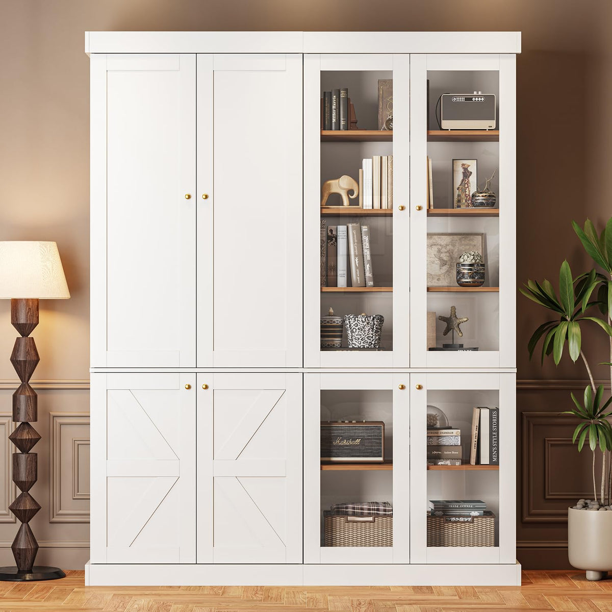 70.8-Inch Glass-Door Bookcase