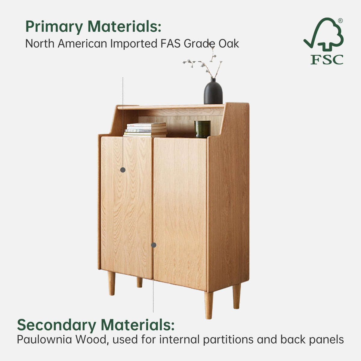 Solid Wood Adjustable Shoe Cabinet