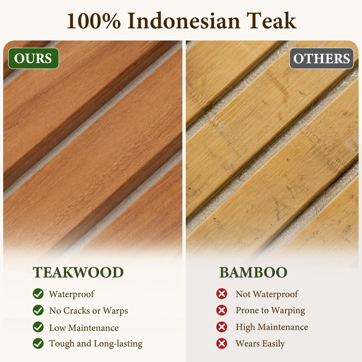 3-Tier Teak Shower Shelf