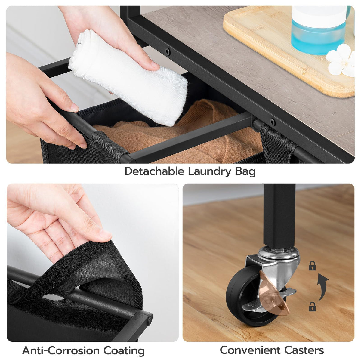 3-Section Rolling Laundry Sorter