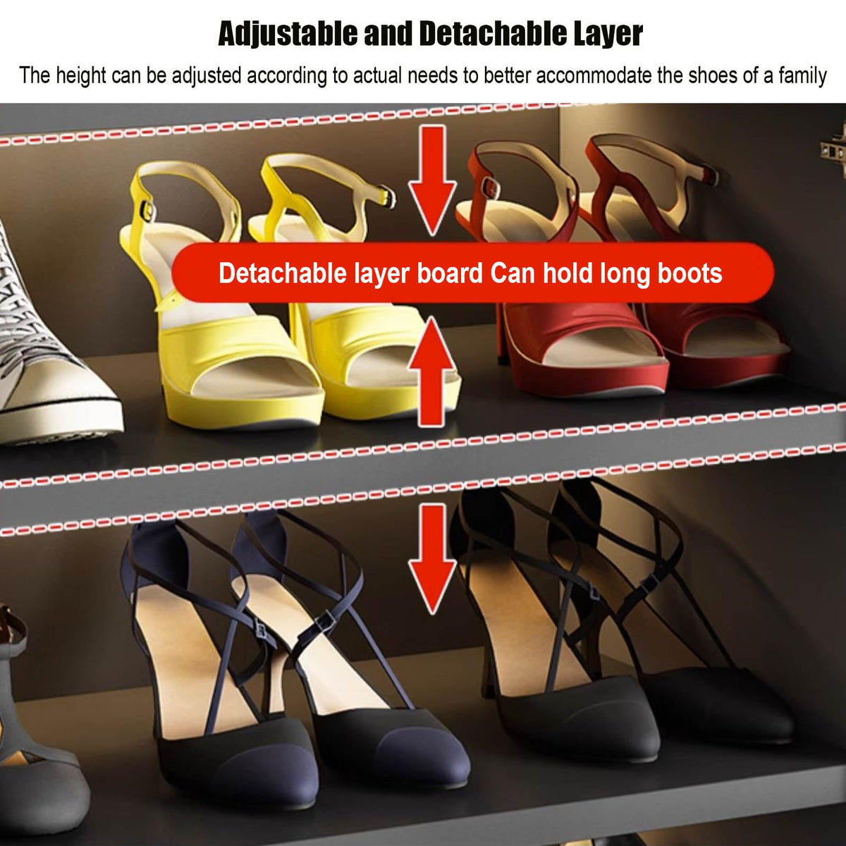 LED Glass-Door Shoe Cabinet