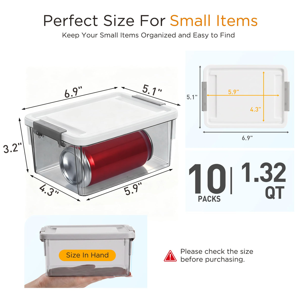 Stackable Small Storage Bins with Lids