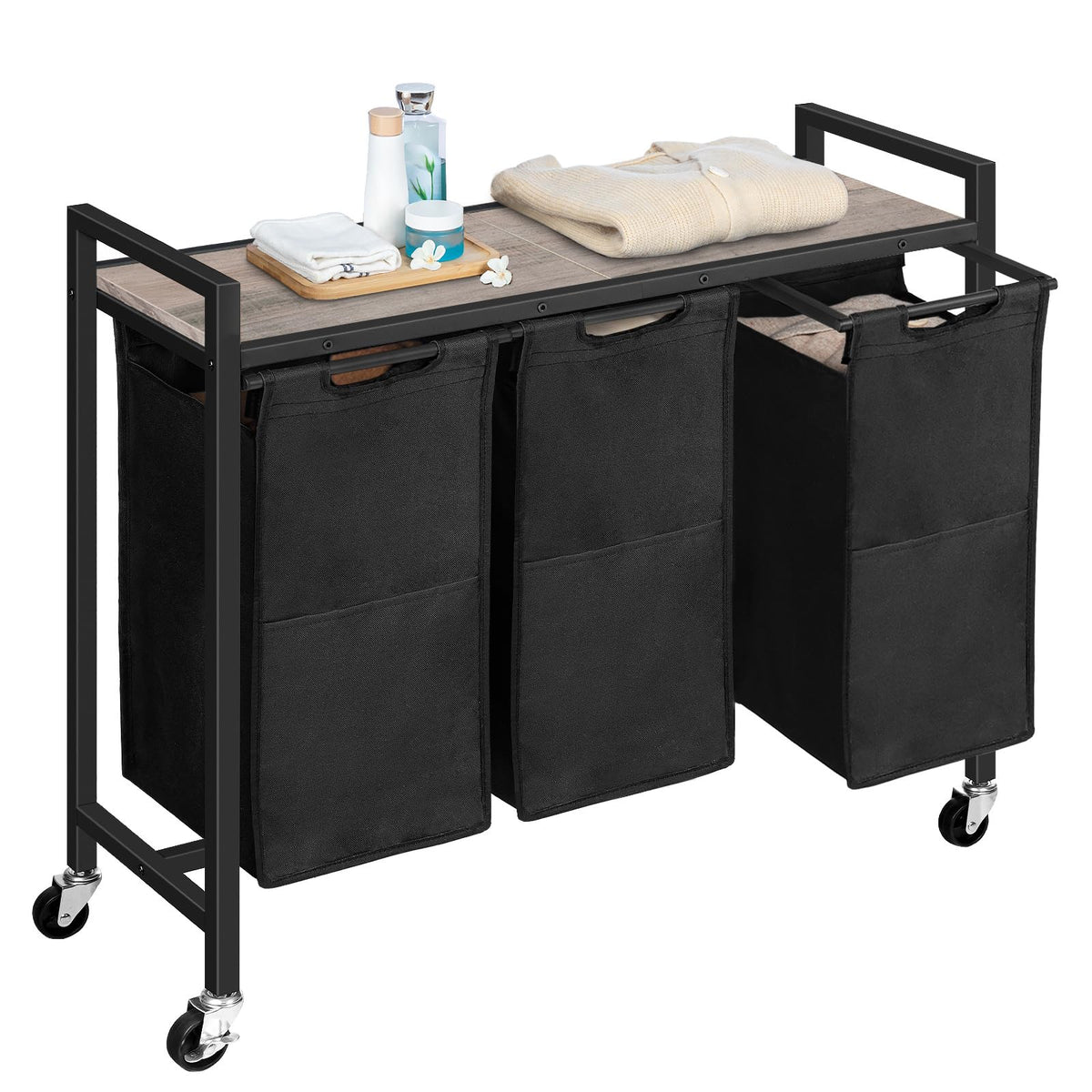 3-Section Rolling Laundry Sorter