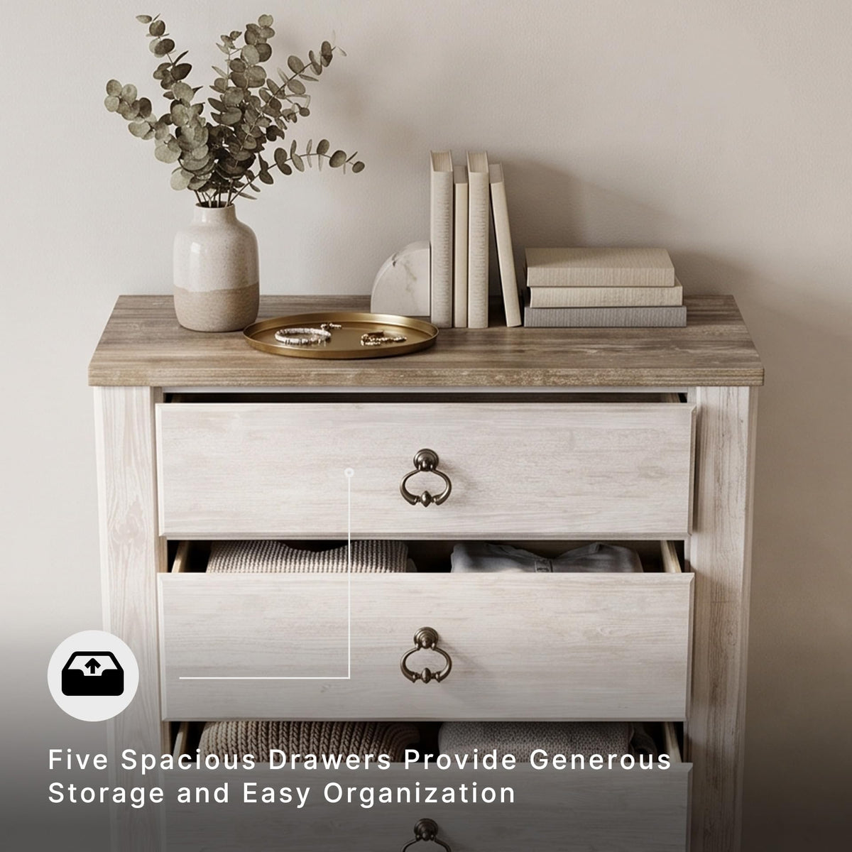 5-Drawer Wood Bedroom Chest