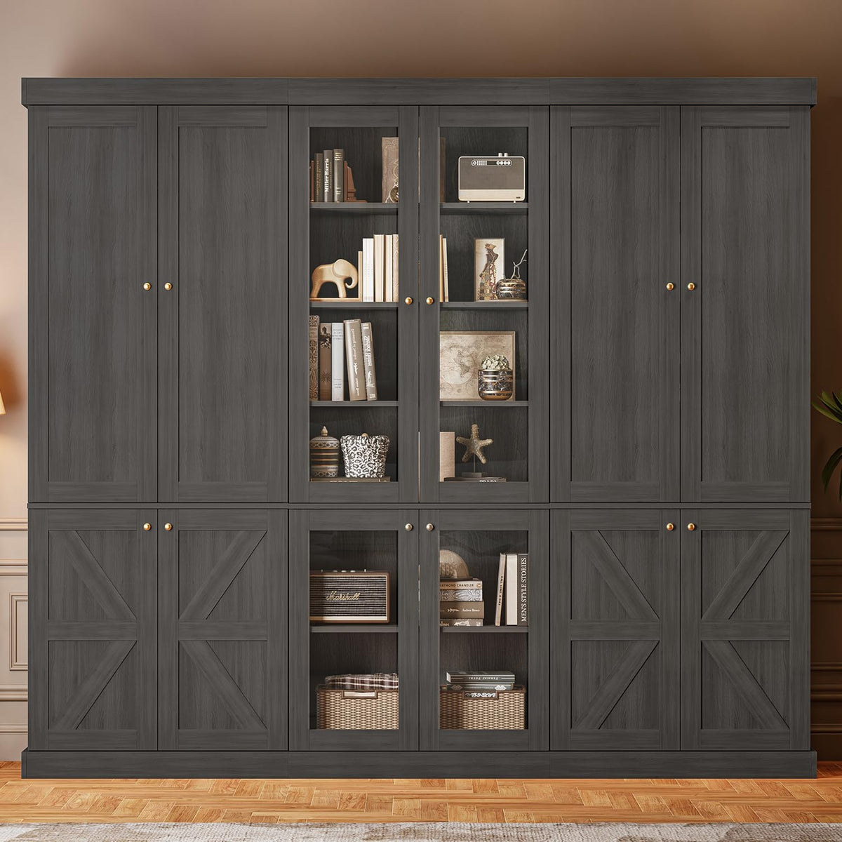 70.8-Inch Glass-Door Bookcase