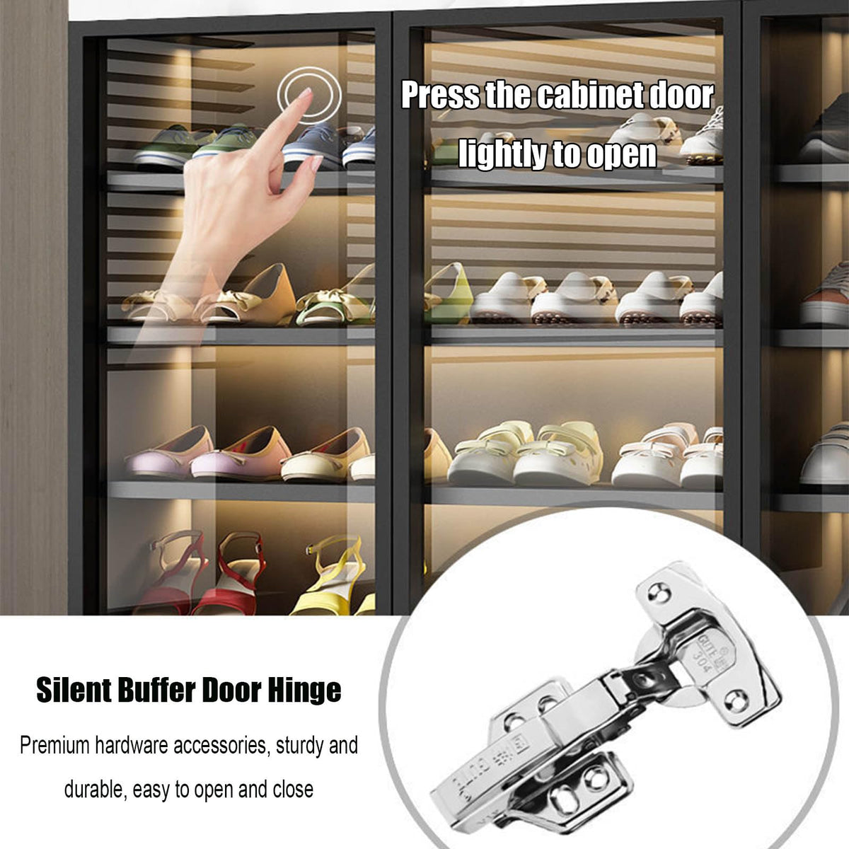 LED Glass-Door Shoe Cabinet