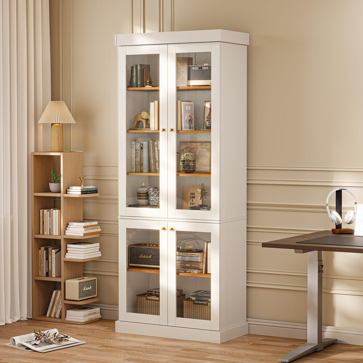 70.8-Inch Glass-Door Bookcase
