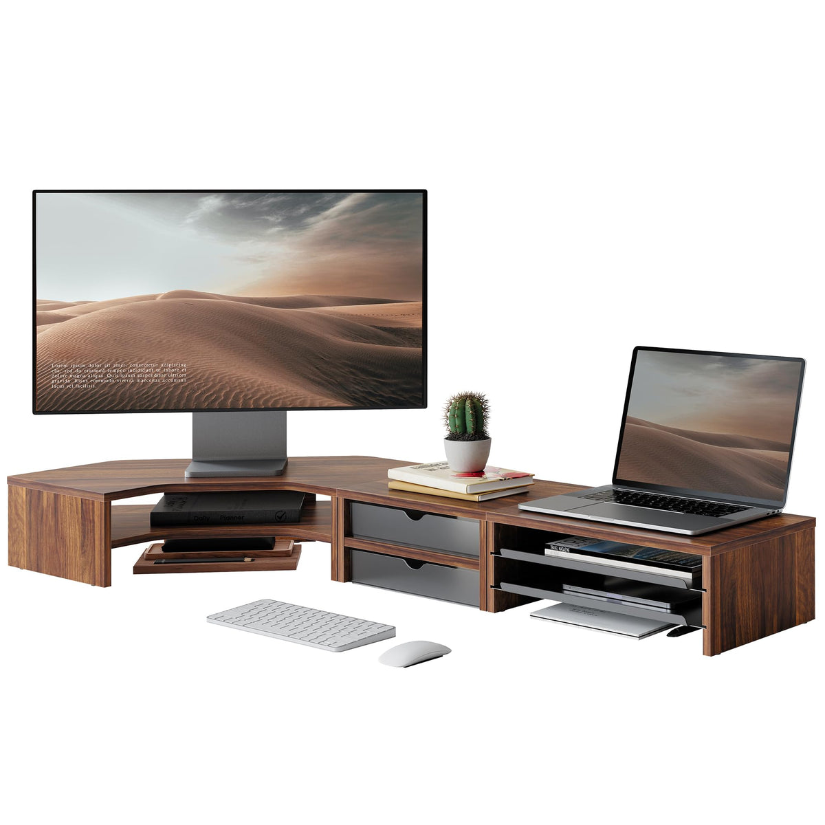 Corner Monitor Stand with Drawer