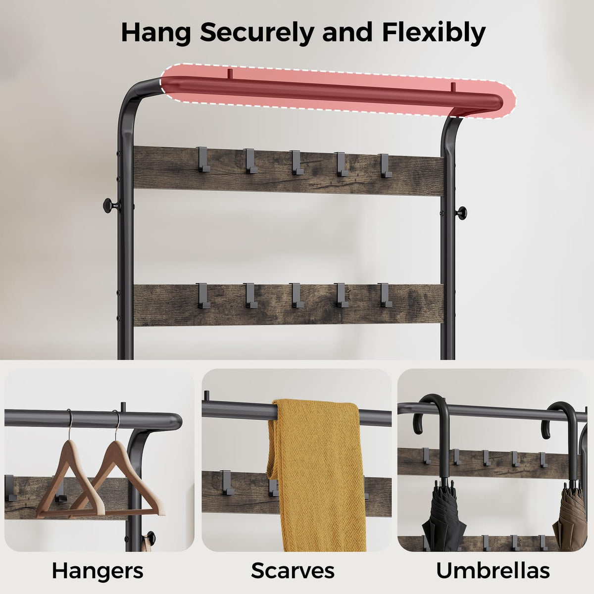 Hall Tree with Bench and Hooks