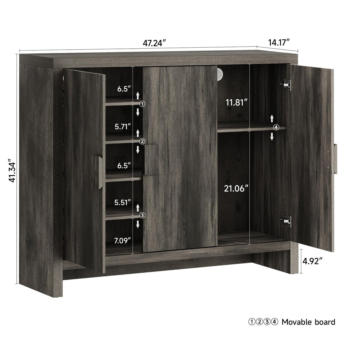 3-Door Entryway Shoe Cabinet
