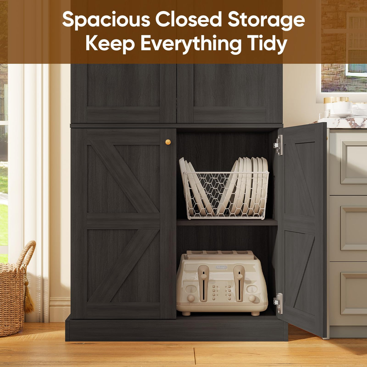 70.8-Inch Glass-Door Bookcase