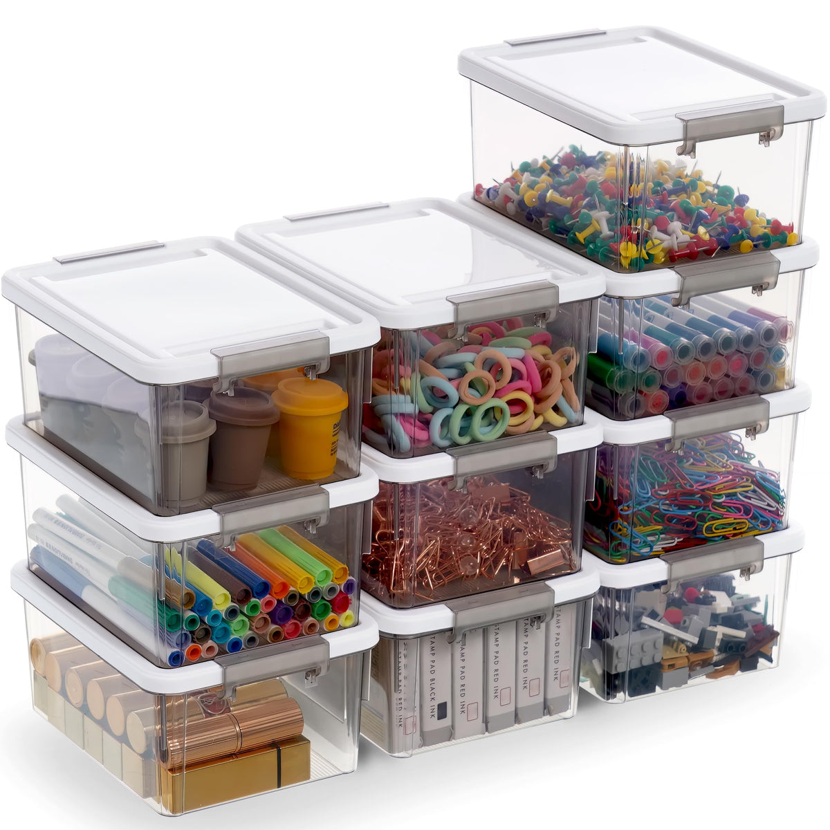 Stackable Small Storage Bins with Lids