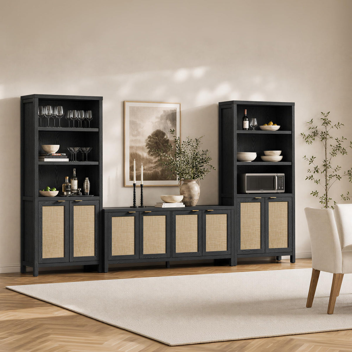 5-Tier Rattan Door Bookcase
