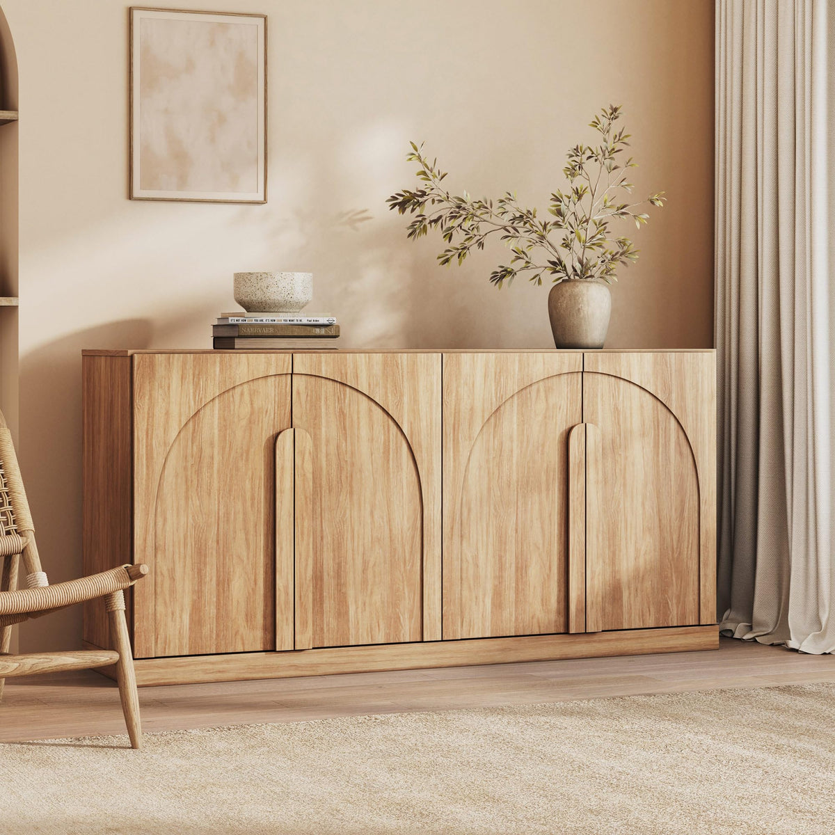 65-Inch Fluted Buffet Cabinet