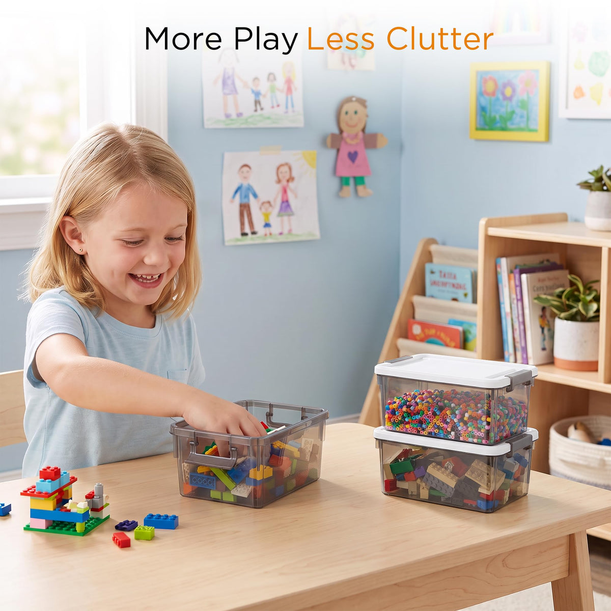 Stackable Small Storage Bins with Lids