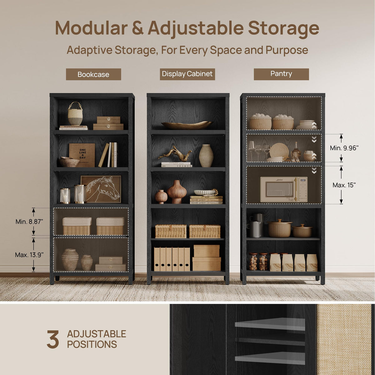 5-Tier Rattan Door Bookcase